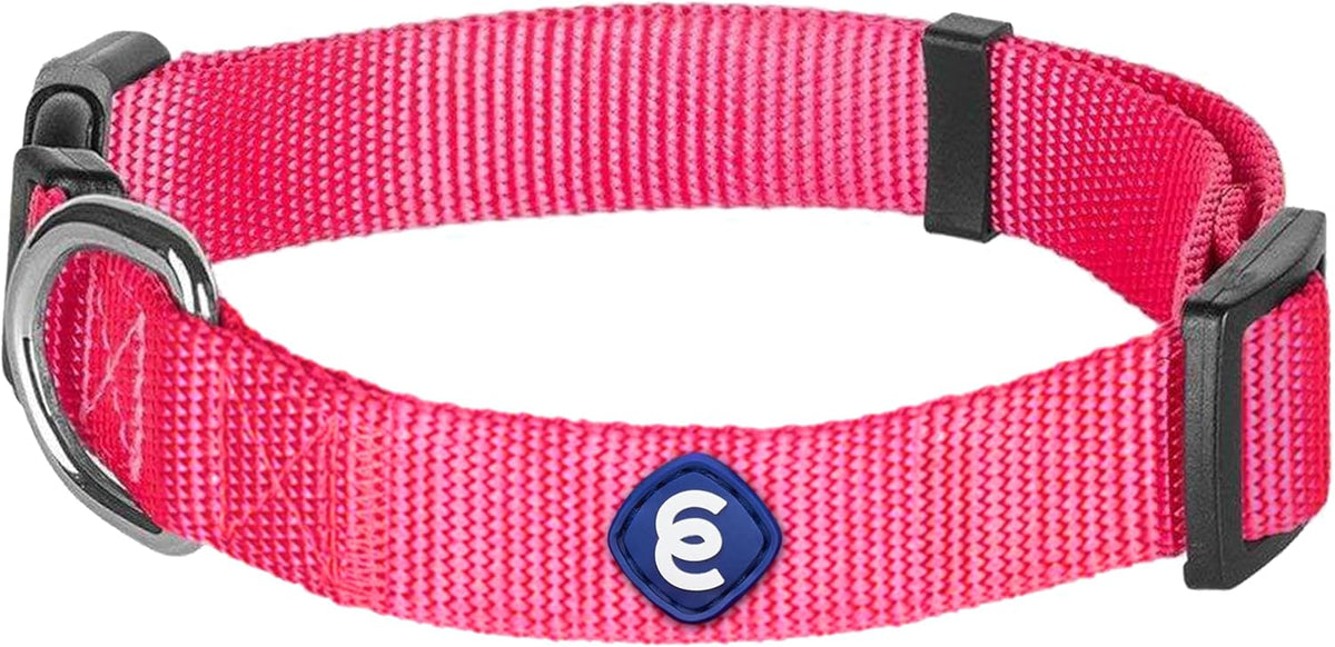 Blueberry Pet Essentials Medium Dog Collar in French Pink | Adjustable & Eco-Friendly Durable Nylon Strap | Classic Collar for Medium Dogs, Boy & Girl Pets