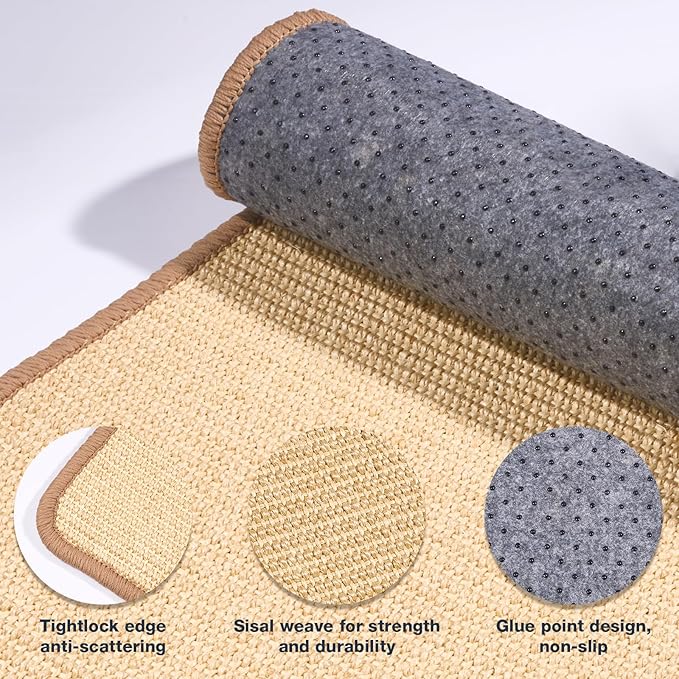 Uranshin Rabbit Scratching Pad,Natural Sisal Bunny Scratch Pad, Rabbit Kitten Cat Scratching Mats for Cages Chew Toys for Bunny Pet Cage Claws and Teeth Care for for Biting Sleeping Bedding Nesting