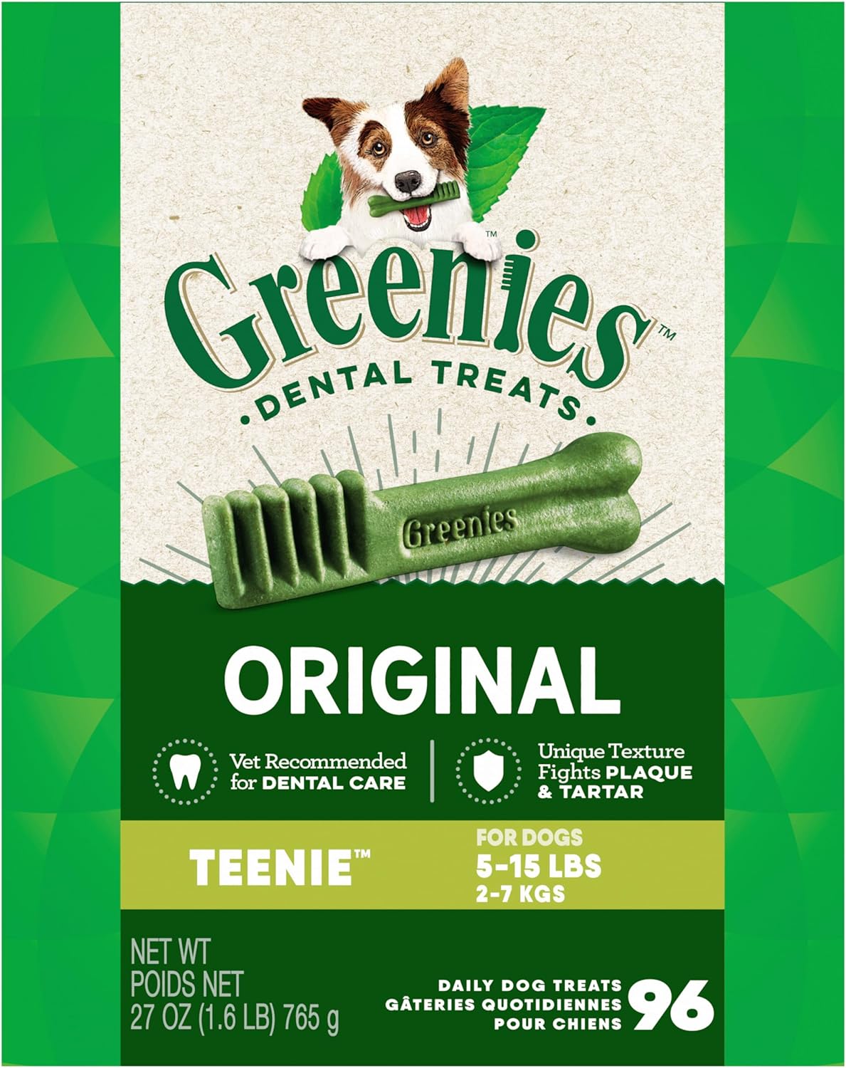 Greenies Original Teenie Dental Dog Treats, 27 oz. Pack (96 Treats)