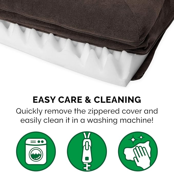 Furhaven Orthopedic Dog Bed for Large Dogs w/ Removable Bolsters & Washable Cover, For Dogs Up to 95 lbs - Sherpa & Chenille Sofa - Coffee, Jumbo/XL