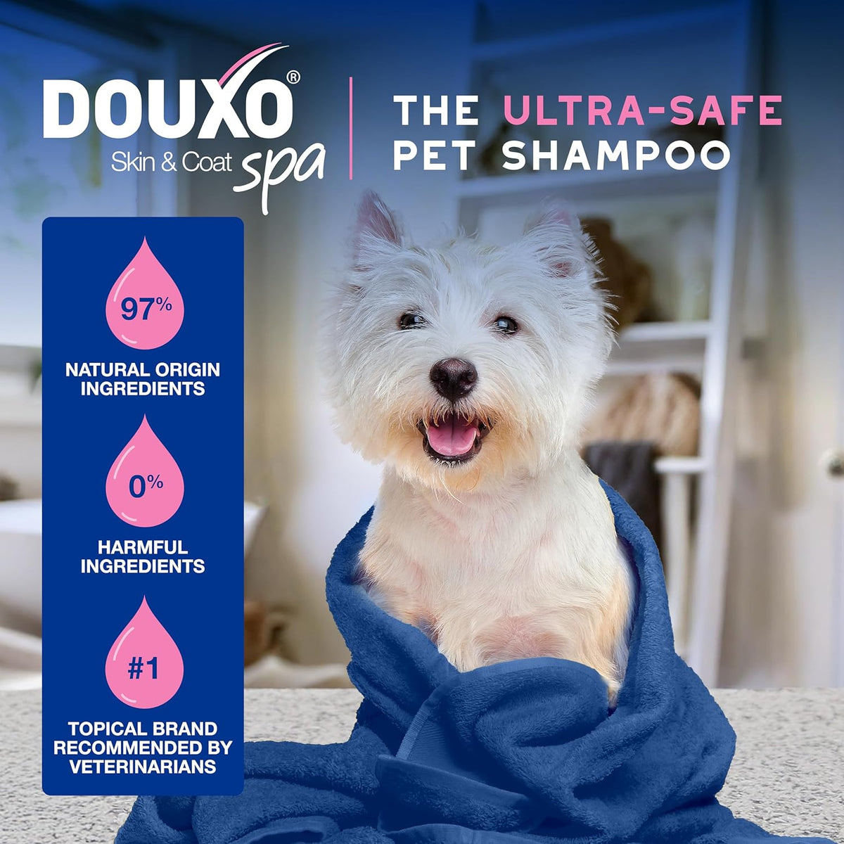 DOUXO® Skin & Coat SPA - Ultra-Safe Dog Shampoo for Itchy Skin, 16 fl oz, Skin-Friendly Formula Cleans and Soothes, Leaves The Coat Soft and Radiant