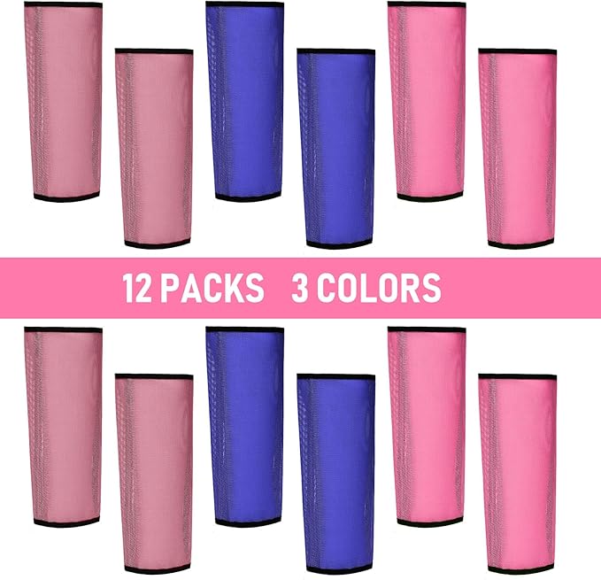 Jexine 12 Fly Boots for Horse Set of 12 Loose Breathable Mesh Horse Fly Sheets Protective Horse Leg Wraps Leggings for Preventing Flies and Mosquitoes Bites (Purple, Red, Pink)
