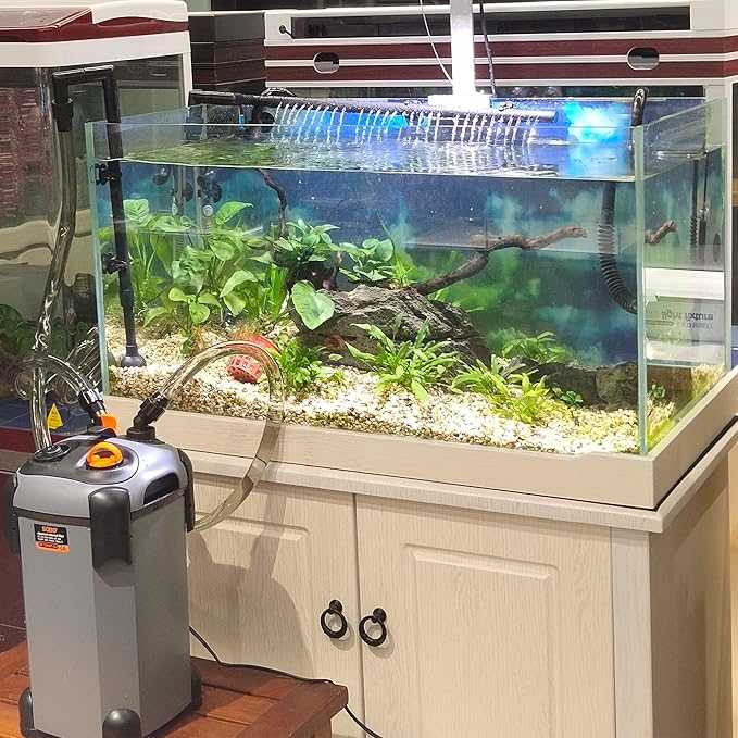 Aquarium Canister Filter with 3 Media Trays Spray Bar External Canister Filter for Large Fish Tank and Aquariums, 650F - 171GPH