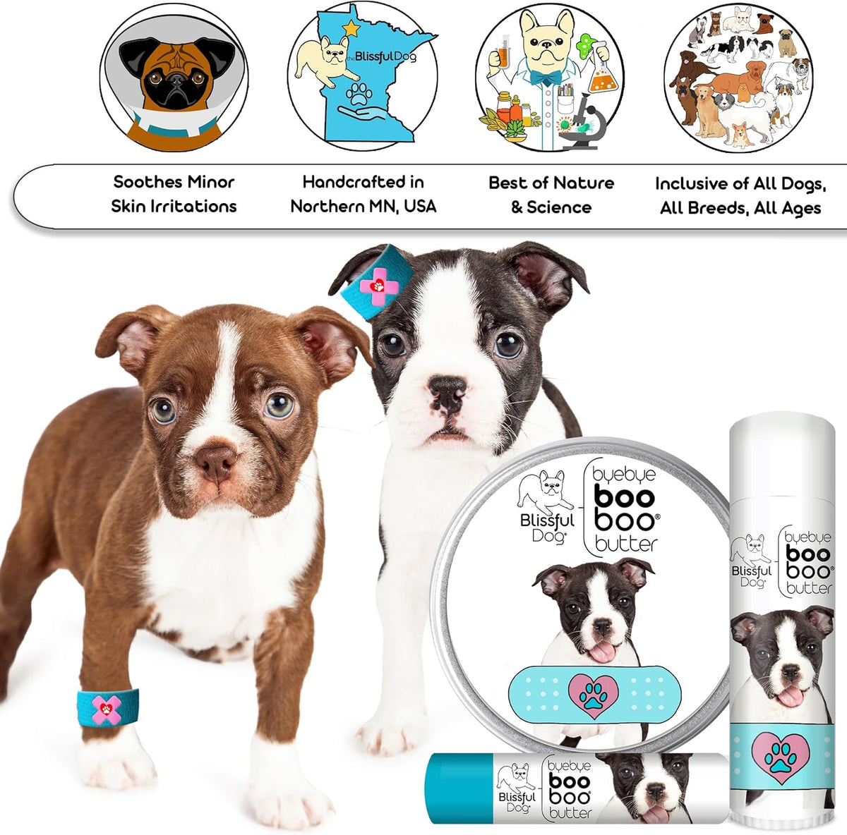 The Blissful Dog .50 oz Tube Boston Terrier Booboo Butter