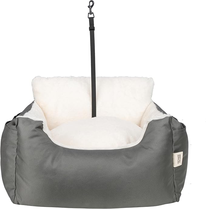 Best Pet Supplies Dog Pet Booster Seat, Dog Car Seats for Small Dogs & Medium Dogs, Soft Plush Cushion with Comfortable Bedding, Secure Straps, and Tall Pillow, Gray