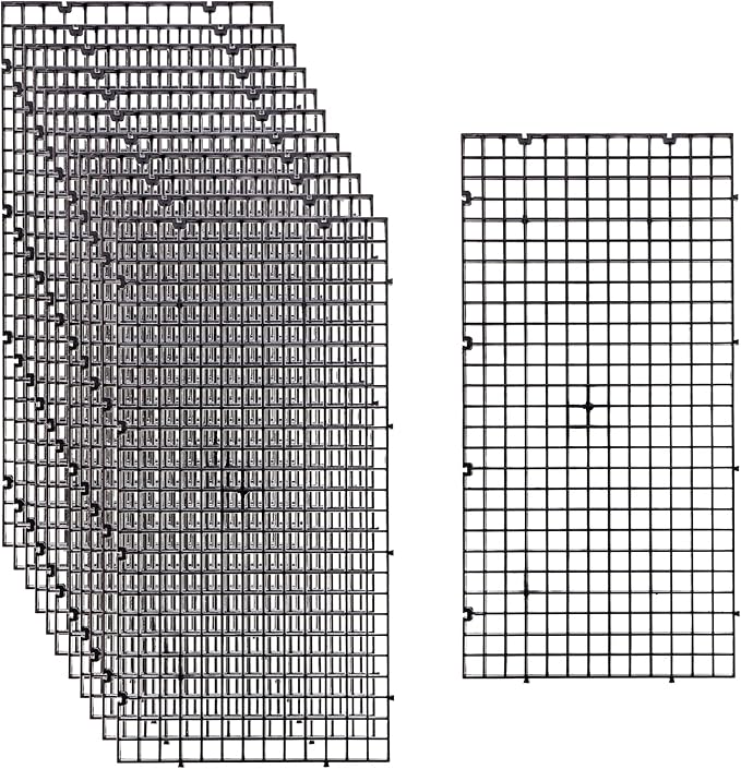 ALEGI 12 Pcs Aquarium Fish Tank Divider Plastic Egg Crate Aquarium Filter Bottom Tray Grid Isolation Board Partition Net Pane Separator (S 12pcs Black)