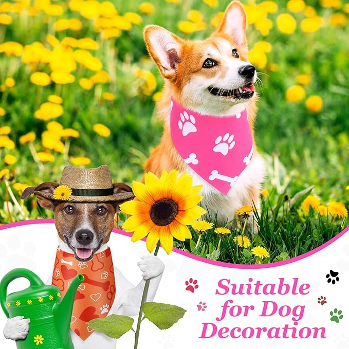 Abbylike 50 Pcs Paw Print Dog Bandanas Bulk Cute Footprint Bandanas for Dogs Triangle Kerchief Bib Scarf for Pets Halloween Party Costume Photo Props Daily Accessories Pet Shops (19.7 x 13.8 x 13.8)