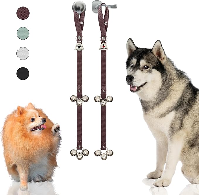 Caldwell's Pet Supply Co. Dog Potty Bells, Dog Door Bell, Bells To Go Outside, Potty Training Bell, Dogs Doorbell, Dogs Potty Doorbell, Ring To Go Pee, All Breed Puppy Training Tool - Brown (Set of 2)