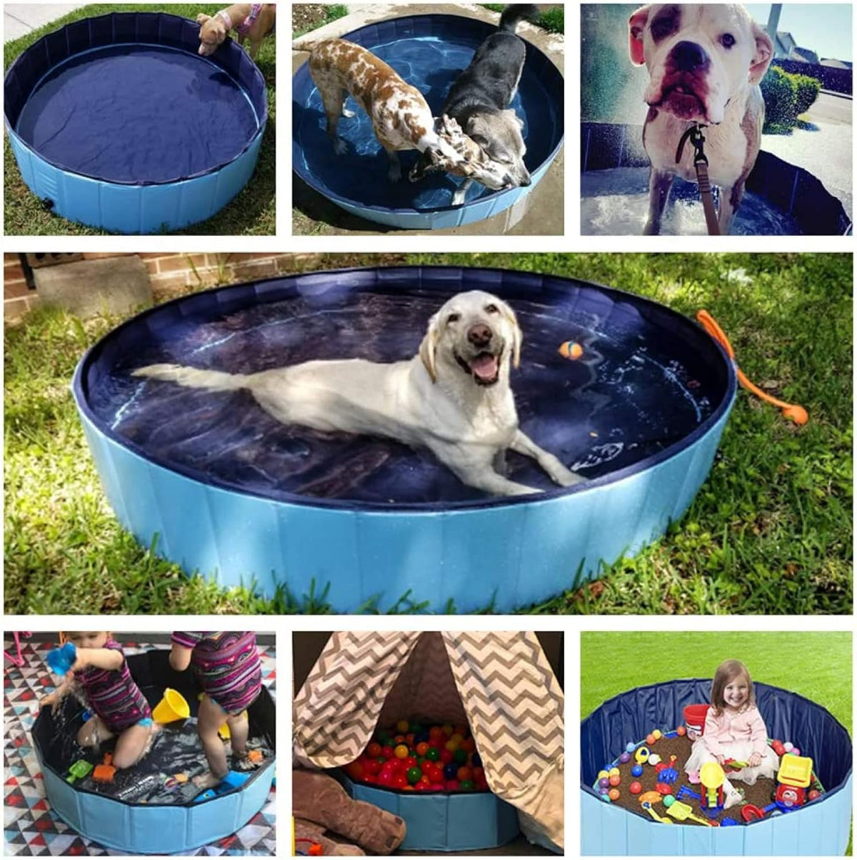 Jasonwell Foldable Dog Pool Collapsible Hard Plastic Swimming Pool Portable Kiddie/Pet Pool Doggie Wading Pool Bath Tub for Puppy Small Medium Large Dogs Cats and Kids 71"