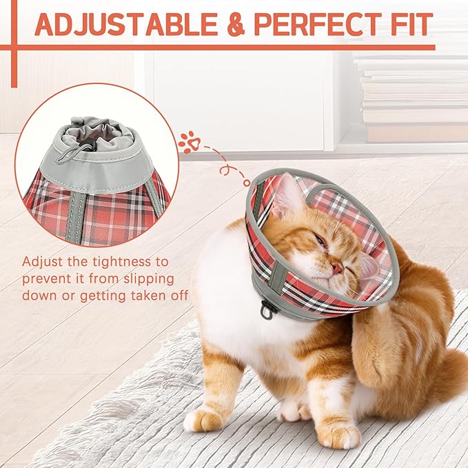 Cat Cone Collar Soft, Cat Recovery Collar for Large Medium Small Cats Kittens, Pet Cone Alternative After Surgery