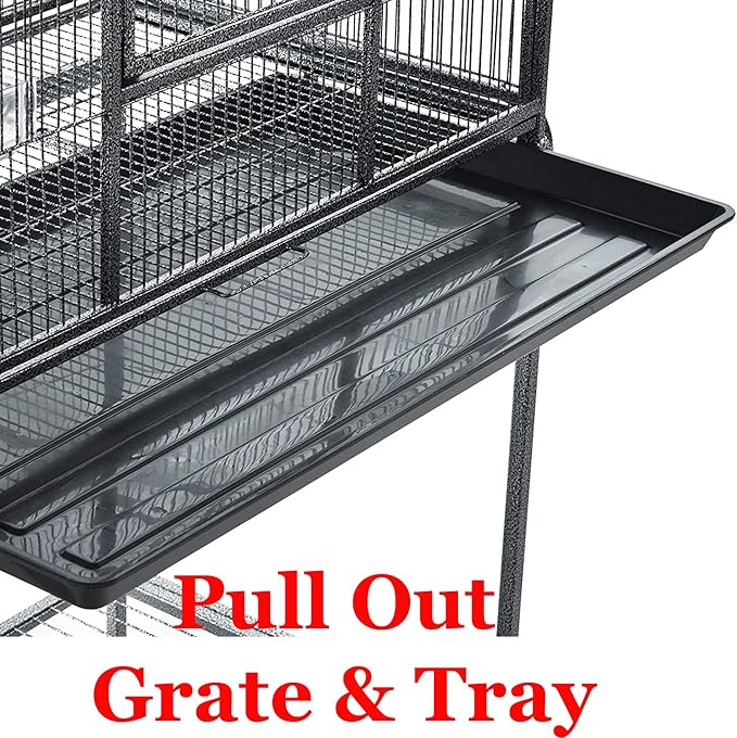 54" Large Wrought Iron Breeding Flight Canary Parakeet Cockatiel Lovebird Finch Cage Side Nesting Box Doors with Removable Rolling Stand