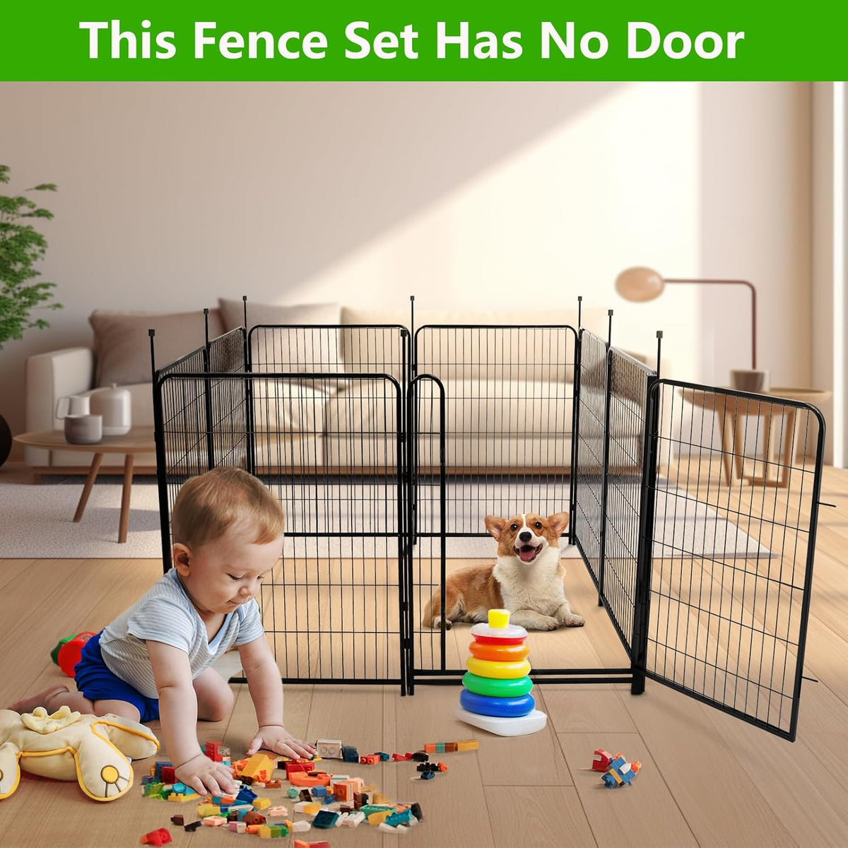 Garden Fencing 48in High No Door, 12 Panels Total 26.6Ft(L) Dog Fence Outdoor for Yard. Black Metal Fencing for Yard 4ft Tall, Flower Bed Fence, Animal Barrier Fences