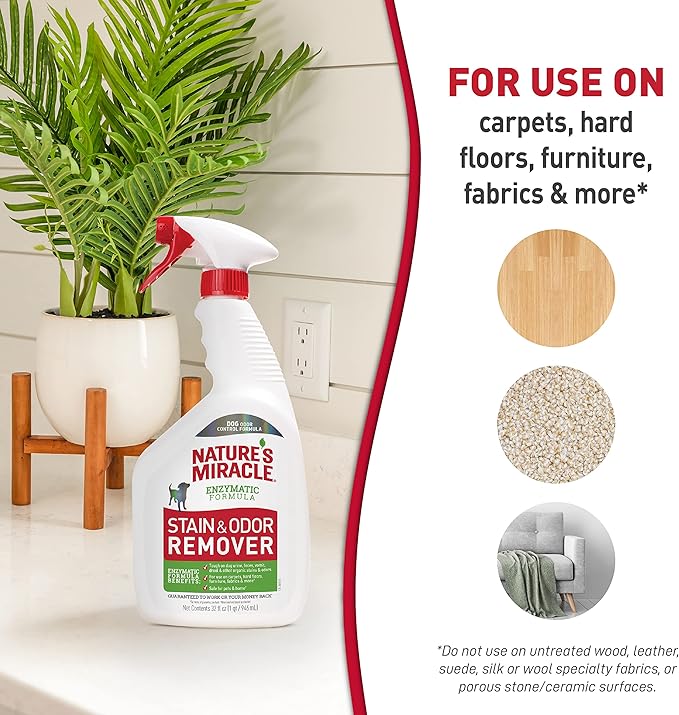 Nature’s Miracle Stain and Odor Remover Dog, 32 Ounces, Everyday Mess Enzymatic Odor Control Formula