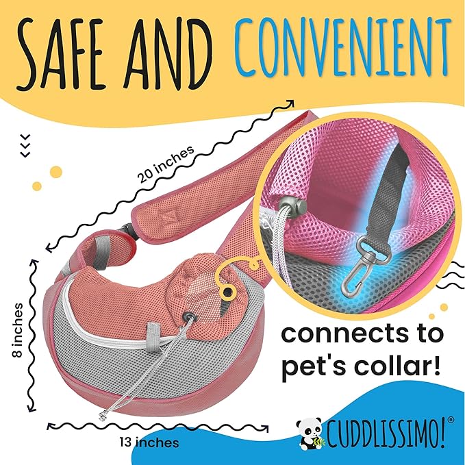 Pet Sling Carrier - Carefully Sized for Teacup & Toy Breed Puppies & Cats (Under 6lb) - Soft Pouch for Small Dogs, Yorkies, Chihuahuas - Ideal for Hands-Free Travel & Walks (Red)