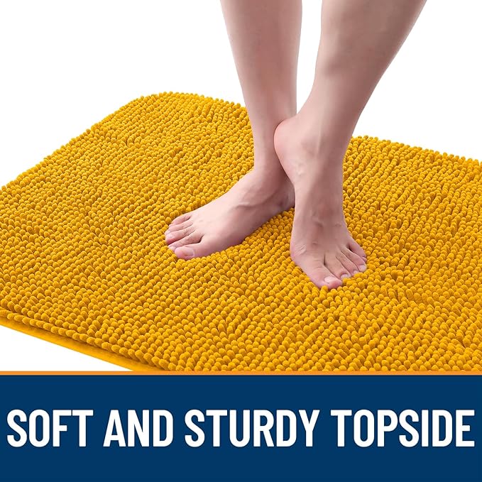 OLANLY Dog Door Mat for Muddy Paws 30x20, Absorbs Moisture and Dirt, Absorbent Non-Slip Washable Doormat, Quick Dry Chenille Mud Mat, Entry Indoor Entryway Carpet for Inside Floor, Golden Yellow