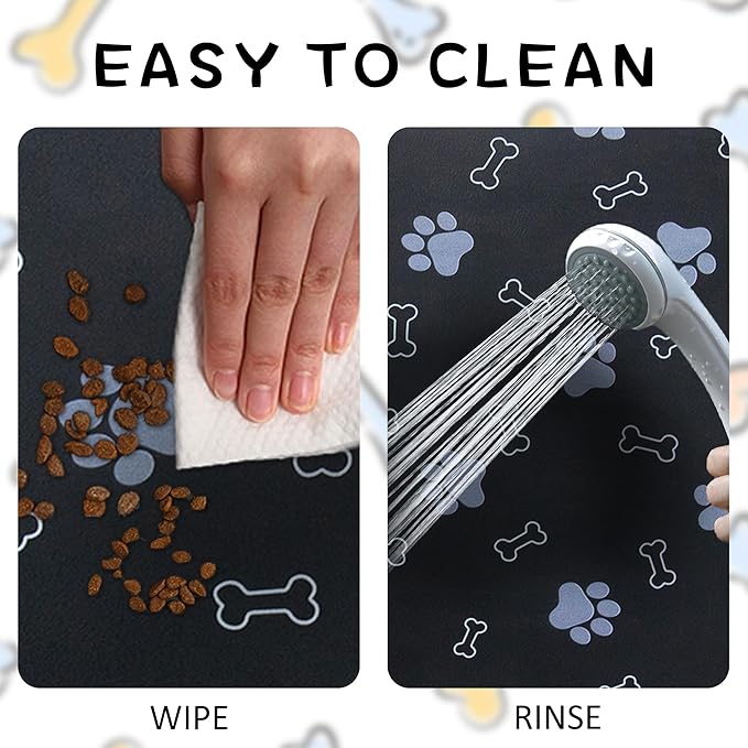 Pet Cat Dog Food Mat Non Slip Mat for Dog Water Bowl Mat Quick Dry Absorbent Cat Feeding Mat, 18.1 * 11.8 in, Brown