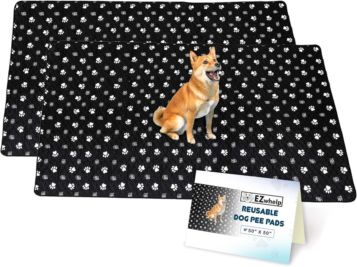 EZwhelp Reusable Dog Pee Pads, Washable Waterproof Mats for Dog Potty Training or Whelping Pads, 50x50 Inch, 2 Pack