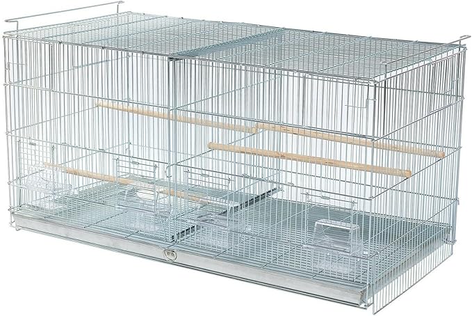 Large No Rust Stainless Galvanized Zinc Stackable Breeder Bird Flight Cage Side Breeding Nest Door with Removable Divider 30"x11"x15"H