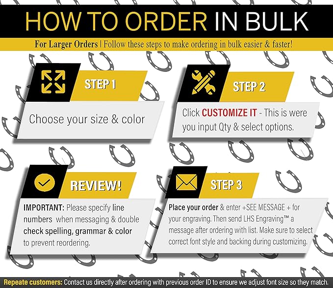 Horse Stall Name Plate, 2x8 Personalized Stall Signs, UV Protected, All Weather Adhesive, Hanging, Mounting or Other, Brushed Brass Plastic Black Letters - Made in USA - M6