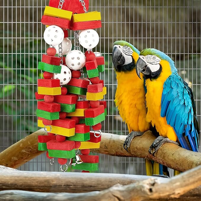 MEWTOGO Large Bird Parrot Toys for Cockatoos African Grey Macaws and Amazon Parrots Bird Gift