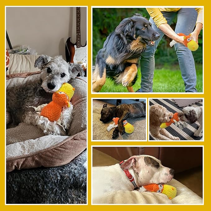 Squeaky Dog Toys - Cute Soft Plush Dog Toys for Large, Medium, Small Dogs and Puppies to Keep Them Busy (Orange, Medium)