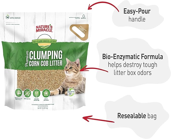 Nature's Miracle Premium Clumping Corn Cob Litter, Tough Odor Bio-Enzymatic Formula, Dust Free
