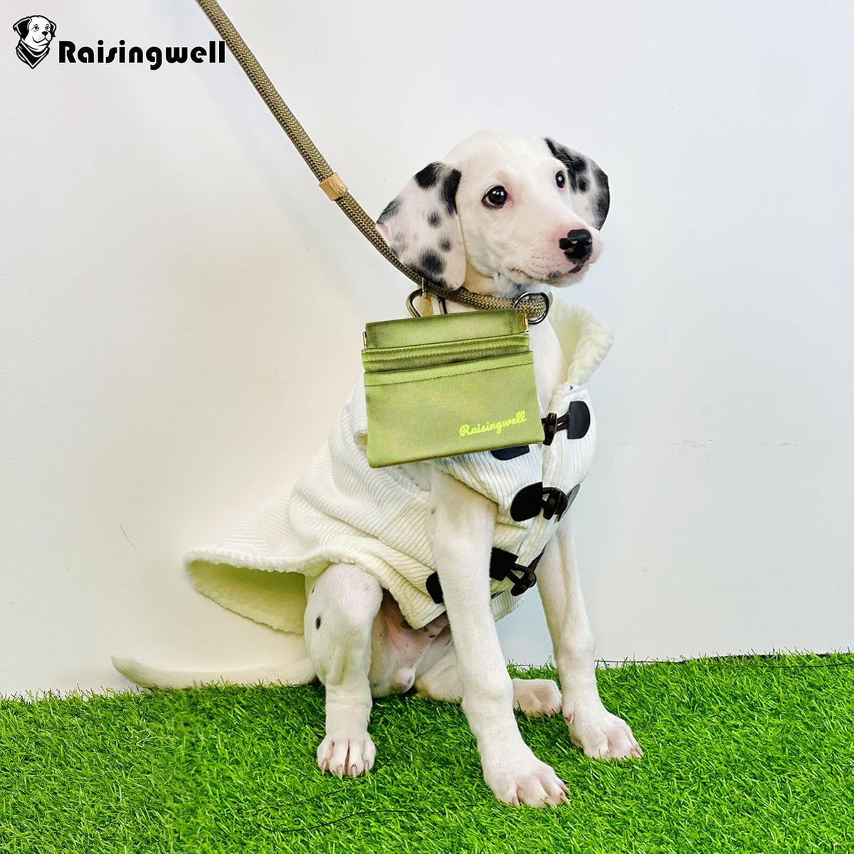 Dog Treat Pouch, Pocket Sized Pet Training Pouch, Hand Free Bronze Dog Walking Bag with Carabiner, Self-Closing Pet Feed Snack Reward, for Puppy Travel or Outdoor Use, NanoPTC
