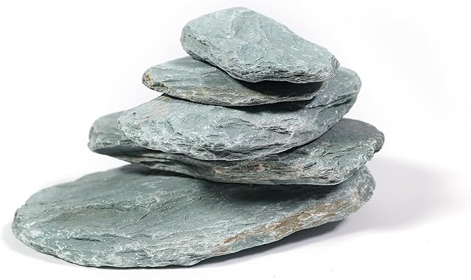 LANDEN River Slate Stone Natural Rocks(18lbs, 3~9 inches,13pcs) for Aquariums, paludariums, Terrariums, Reptile, and Amphibian Enclosures Decorative of Stream's Caves and Caverns