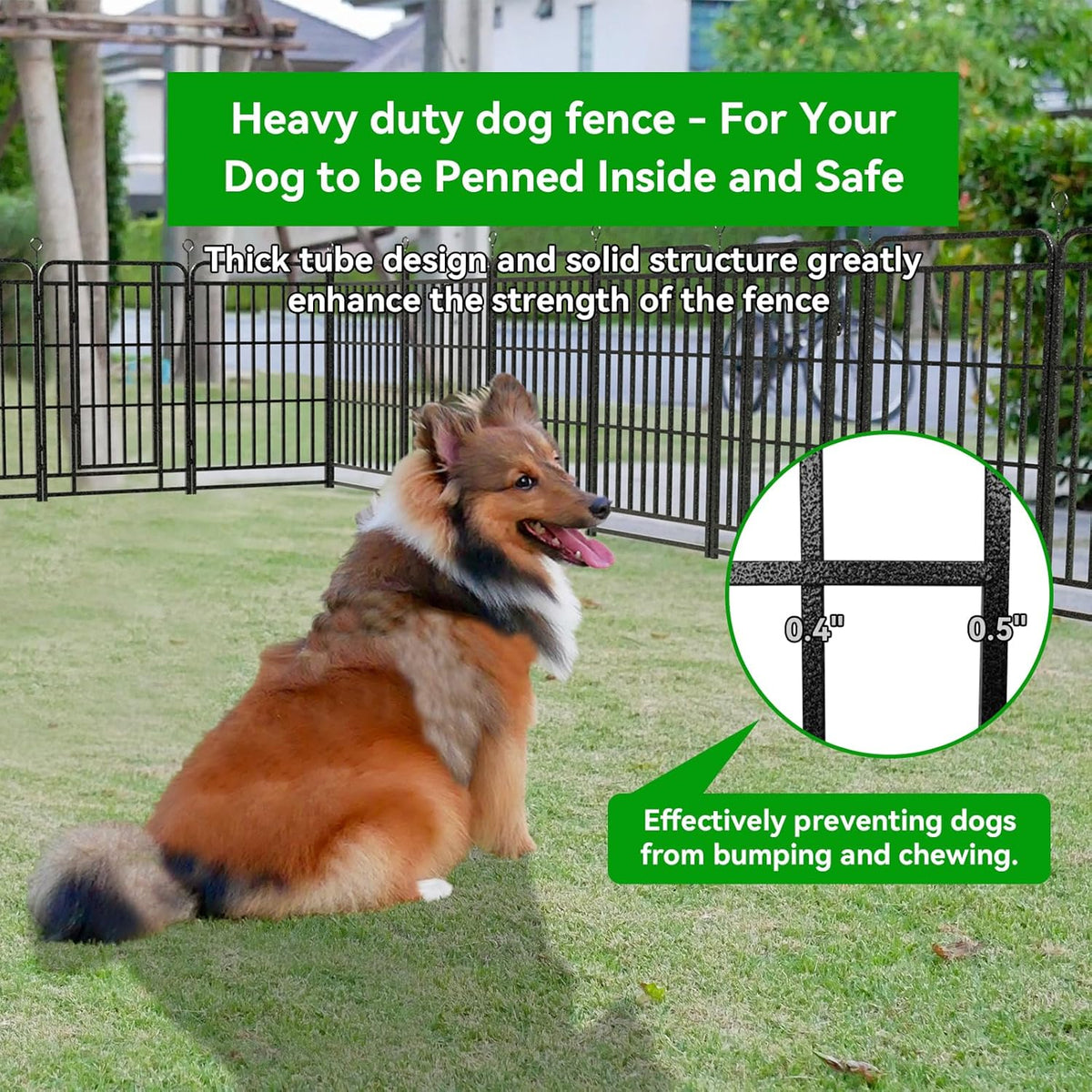 Dog Playpen Outdoor 12 Panels Heavy Duty Dog Fence 40" Height with Thick Pipe Anti-Rust with Doors Portable for RV Camping Yard, Total 27FT, 57 Sq.ft, Snowy Black