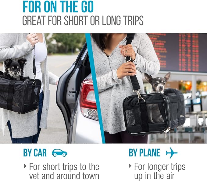 Sherpa Original Deluxe Travel Pet Carrier, Airline Approved & Guaranteed On Board - Black, Medium