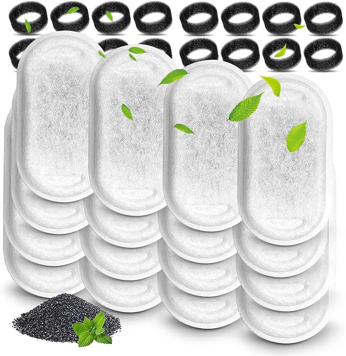 Cat Fountain Filters - 8 Filters with 8 Sponges Replacement for Stainless Steel Pet Fountain
