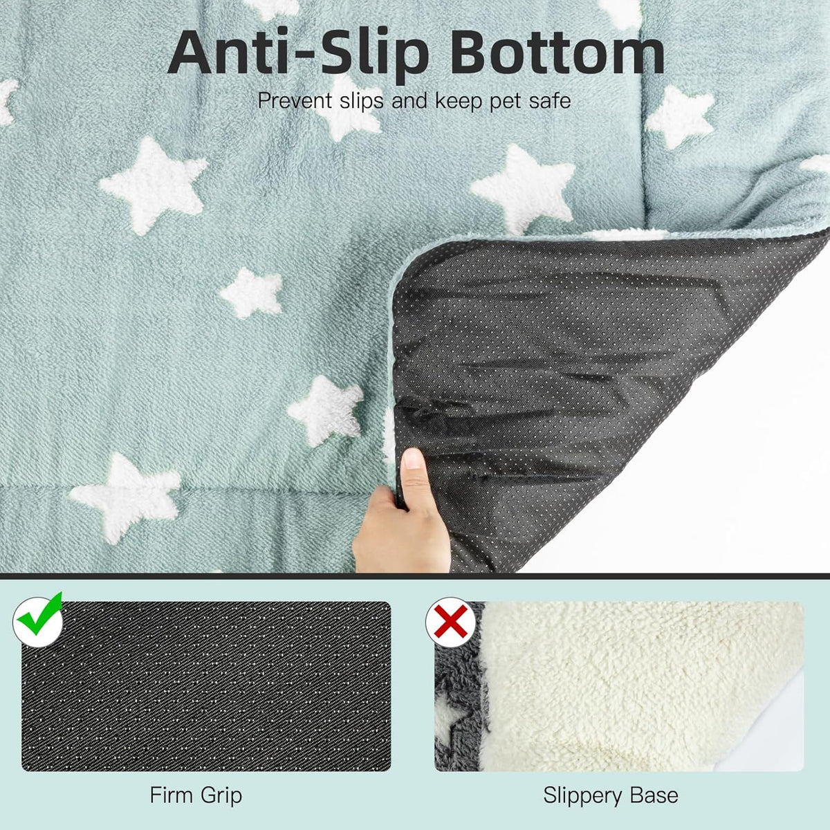 Mora Pets Cat Bed for Indoor Cats Washable Dog Crate Pad Cute Star Dog Bed Mat for Small Dogs Pet Kennel Pad for Cage Soft Flat Puppy Kitten Cushion for Sleeping Anti-Slip Blue 22 x 13