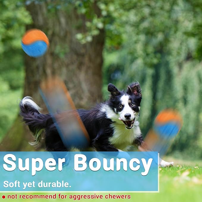 3.5in Squeaky Dog Balls Toys for Training, Dog Toys to Keep Them Busy, High Bouncy Balls for Interactive Playing, Great for Puppy Pet Teething and Chew 4Pcs
