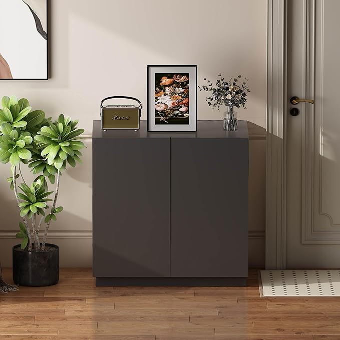 Large/Tall Litter Box Enclosure, Modern Wooden Litter Box Furniture for XL Litterbox with Hidden Storage as Sideboard Cabinet (Black)