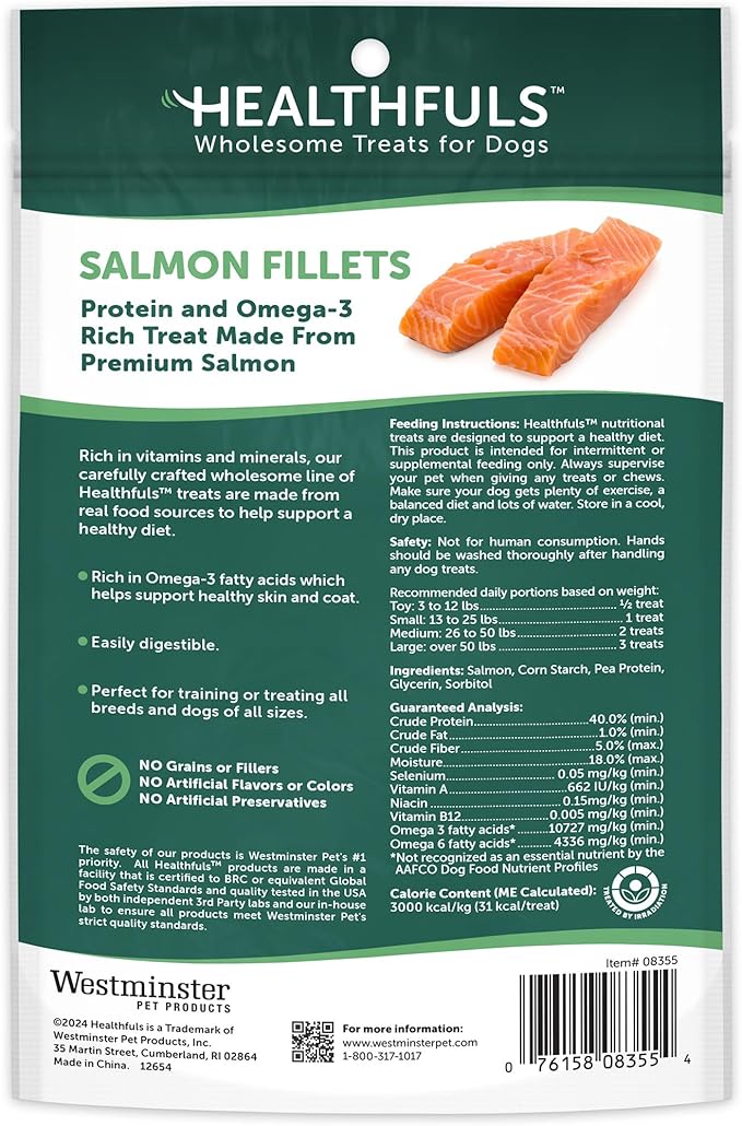HEALTHFULS Salmon Fillet Dog Treats, 3.5oz (Pack of 2)