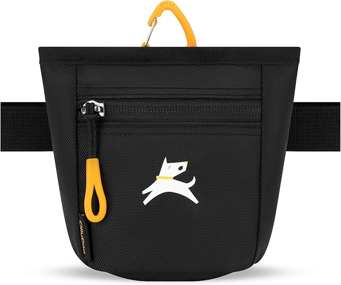 OllyDog Goodie Treat Bag, Dog Treat Pouch, Waist Belt Clip for Hands-Free Training, Magnetic Closure, Dog Training and Behavior Aids, Three Ways to Wear (Raven S'25)
