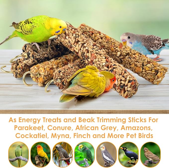 KATUMO Parrot Treats Bird Crunch Sticks Cockatiel Treats Parakeet Snacks Conure Food Sticks for Parakeet Cockatiel Canary Finch Lovebird Conure Lorikeet Parrots