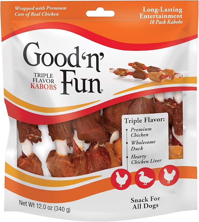 Good'N'Fun Triple Flavored Rawhide Kabobs for Dogs