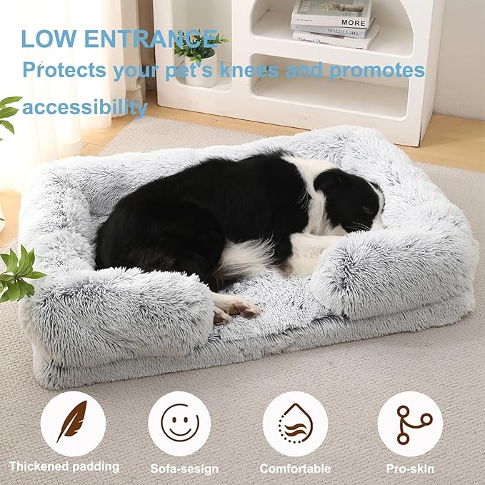Dog Beds Large Sized dog Orthopedic, Sofa Dog Bed with Waterproof Lining and Nonskid Bottom, Rectangle Washable Dog Bed for Medium Small Dogs and Cats Comfortable ( Color : Blue1 , Size : 31 x 21" )