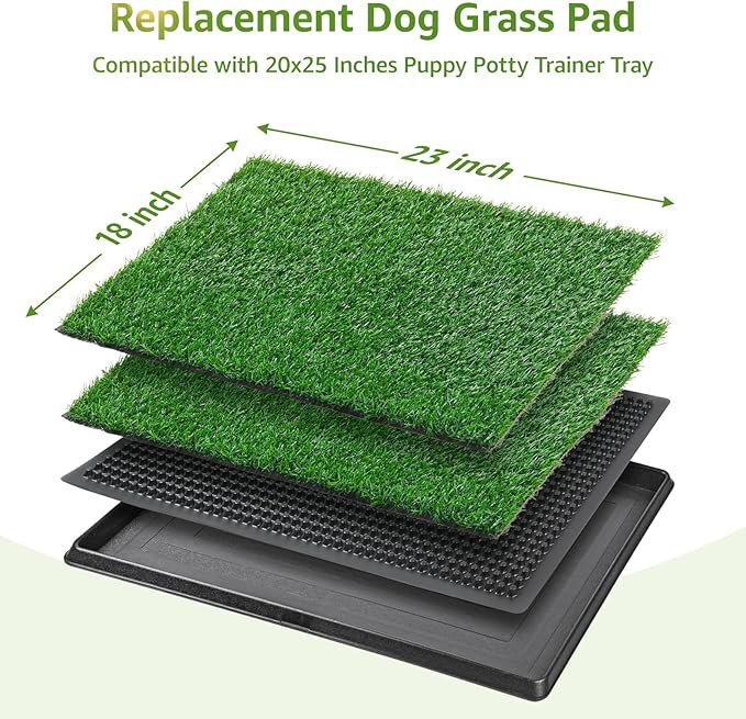 LOOBANI Dog Grass Pee Pads, 2 Pack Artificial Grass Pads for Potty Tray, Fake Grass for Dogs to Pee On, Outdoor Indoor Pee Grass for Dog Potty (18 * 23 inch)