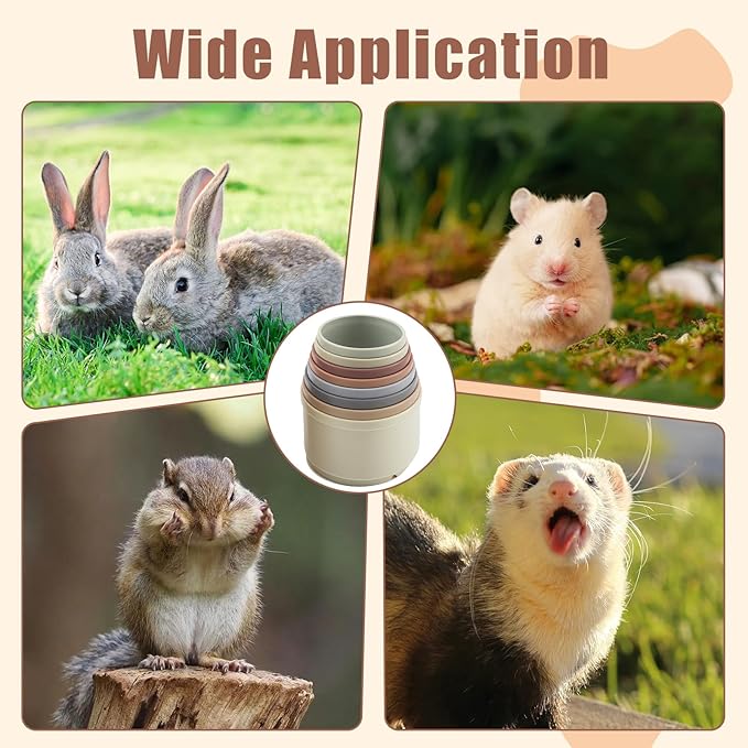8 Pcs Stacking Cups for Rabbits,Nesting Rabbit Toys of Different Sizes,Bunny Stacking Cups for Hiding Food and Playing,Guinea Pig Stacking Cups (Pastel)