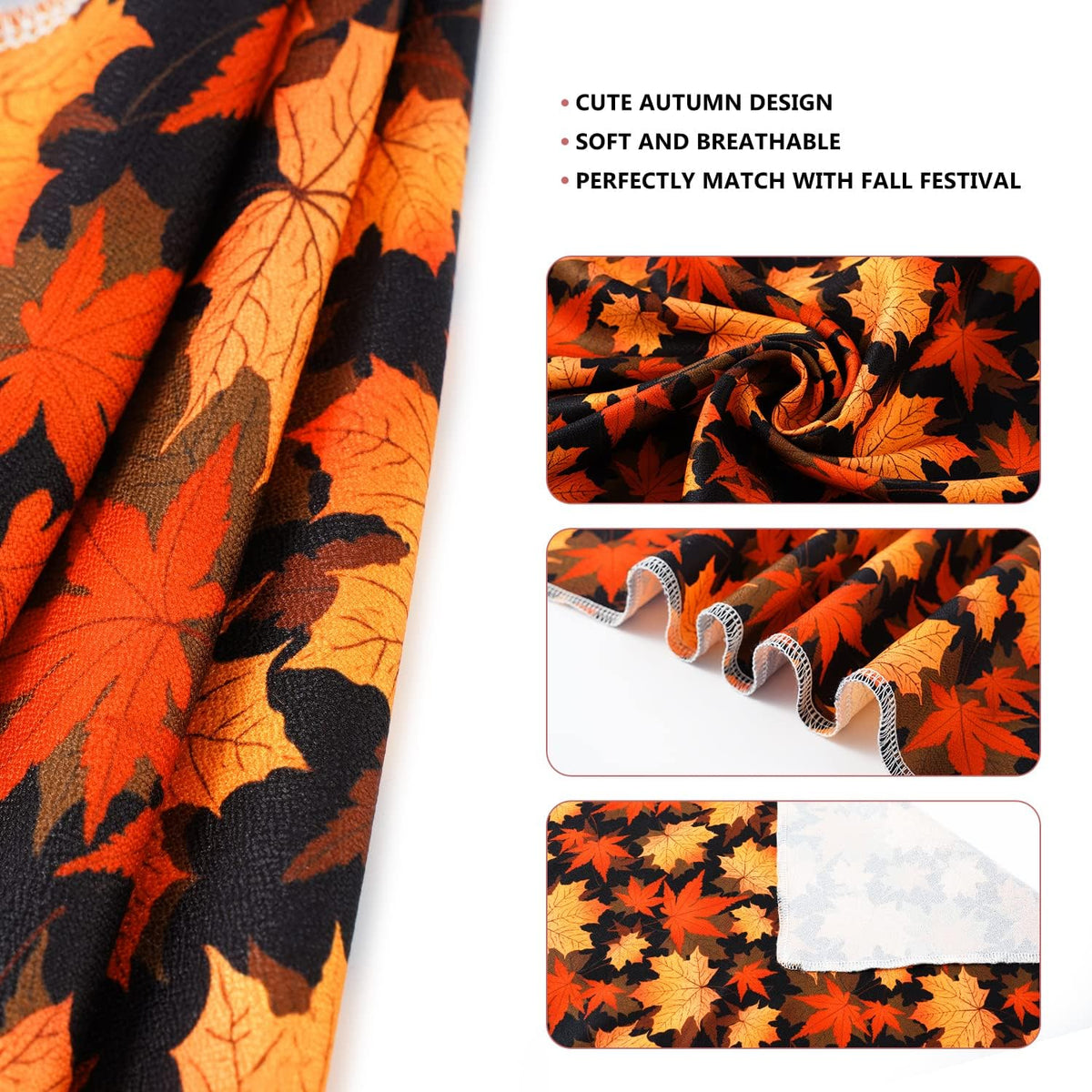 E-Clover Fall Dog Bandana & Scrunchie Set - Thanksgiving Pet Scarf Kerchief Bibs for Medium Large Dogs - Maple Leaves