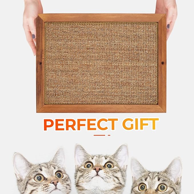 Cat Scratching Post - BXL, Natural Wooden Sisal Cat Wall Scratcher, Floor or Wall Mounted Vertical Cat Scratch Pad for Indoor Cats Adults or Kittens, Cat Wall Furniture Protector