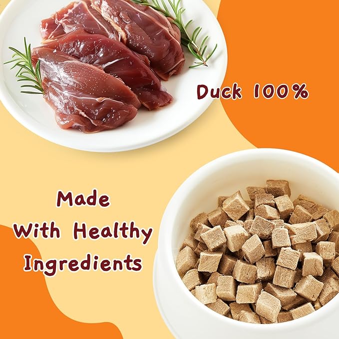 Jungle Calling Freeze Dried Duck Dog & Cat Treats - High Protein, Low Fat, Made with a Single Ingredient - Perfect for Training and Snacking, 2.8 oz (Duck Cube)