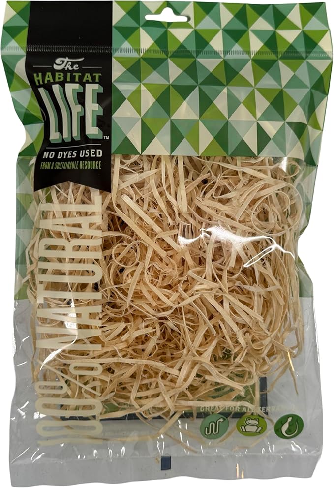 The Habitat Life - Natural Ribbon Cut Excelsior - for Birds, Hamsters, Gerbils, Rats & Other Small Mammals - Soft & Absorbent - Wood Fiber - Dye-Free & Safe - Small - 1 Pack