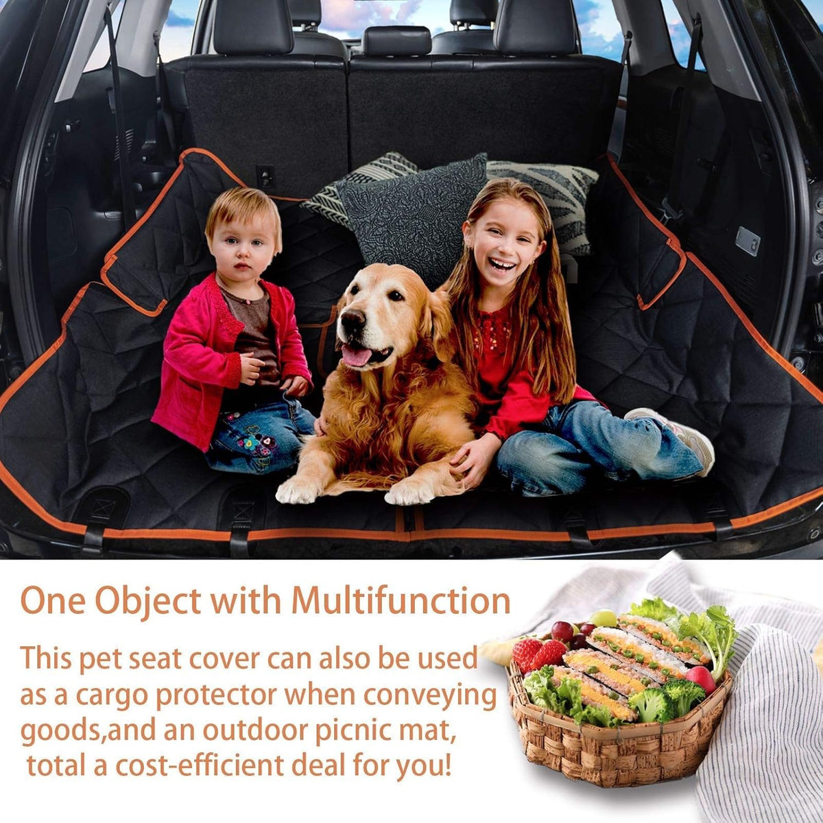 Car Seat Protector, 600D Heavy Duty Car Seat Cover for Dogs, Waterproof Dog Car Seat Cover for Back Seat, Scratch Proof Nonslip Seat Cover for Dogs in Car