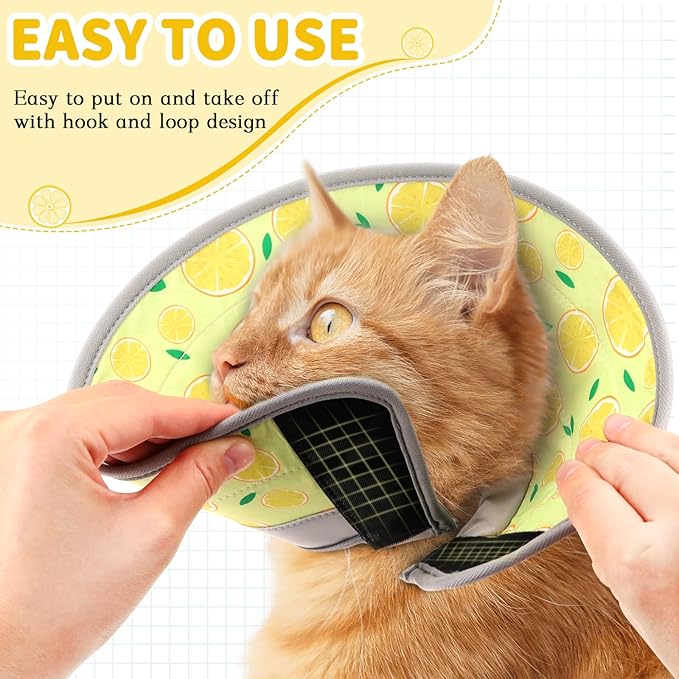 Cat Cone Collar Soft, Comfortable Cat Recovery Collar Pet Cone for Small Large Cats, Lightweight Elizabethan Collar for Cats Kittens After Surgery Prevent from Licking Wounds, Yellow, M