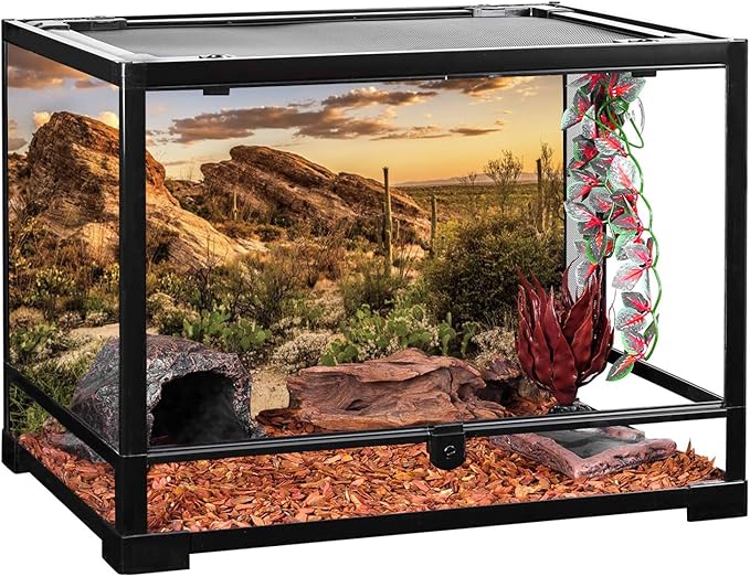 AWERT Reptile Habitat Background Blue Sky Oasis Cactus Sun and Desert Terrarium Background 72x24 inches Durable Polyester Background