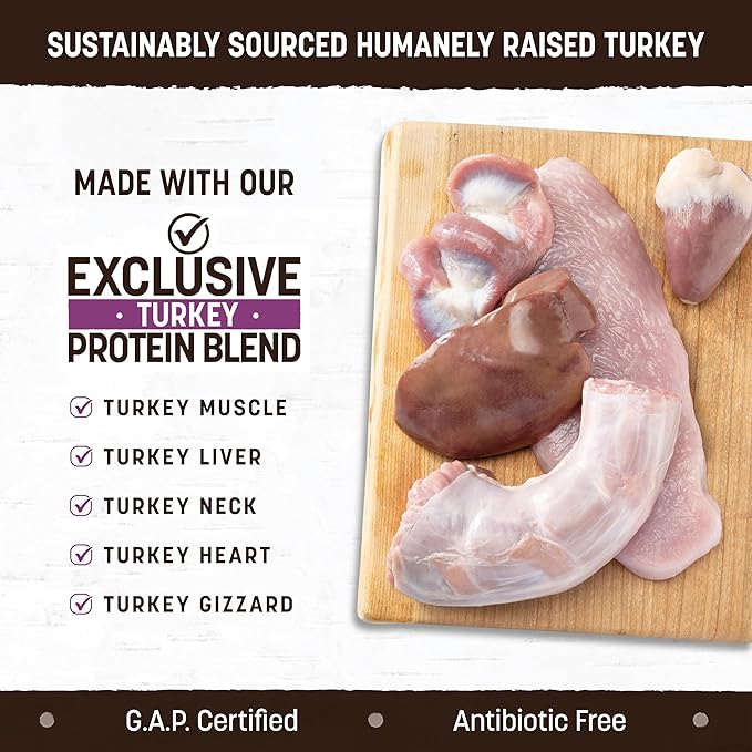 Earth Animal Wisdom Air Dried Dog Food - Turkey Recipe Premium Natural Dry Dog Food for All Breeds & Ages - 2 Lbs Bag