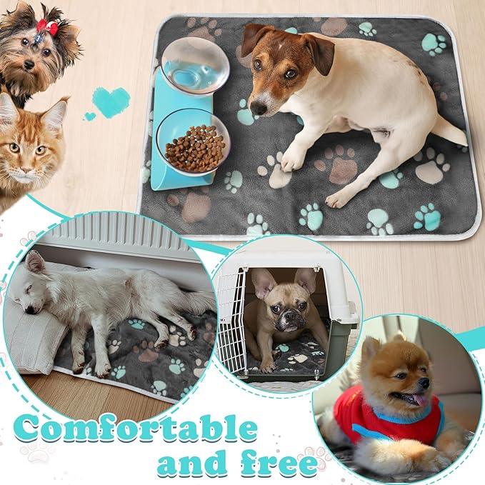 4 Pcs Waterproof Guinea Pig Blankets Washable Small Animal Fleece Bedding Absorbent Guinea Pig Cage Liners Reusable Pet Pee Pad Sleep Mat Pad Cover for Hamster Ferret (Cute Paw,24 x 16 Inch)